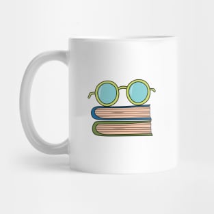 cute eye glasses on books Mug